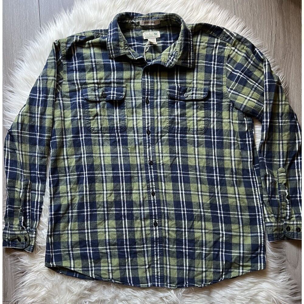 LL Bean Flannel Shirt Mens Tall Medium Slightly Fitted XL Plaid Multicolor Boho - Picture 2 of 8